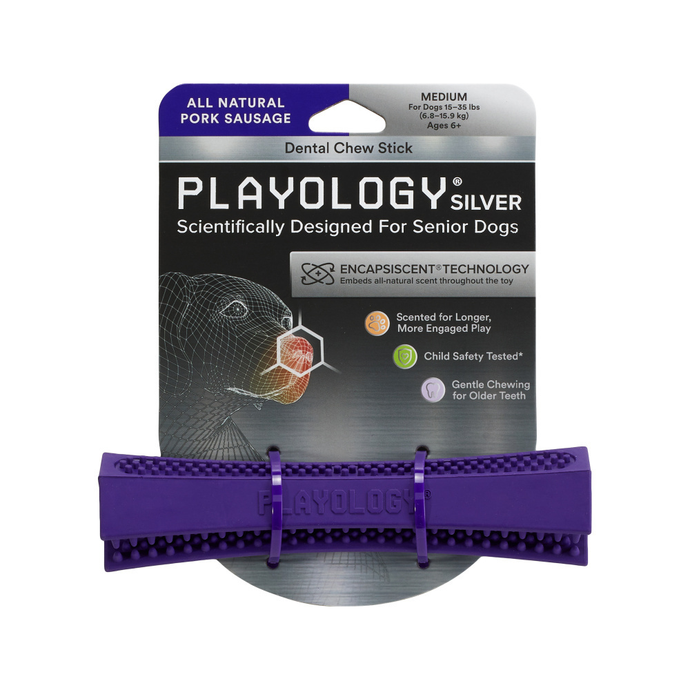 Playology Dental Stick Pork Sausage Scented Dog Toy