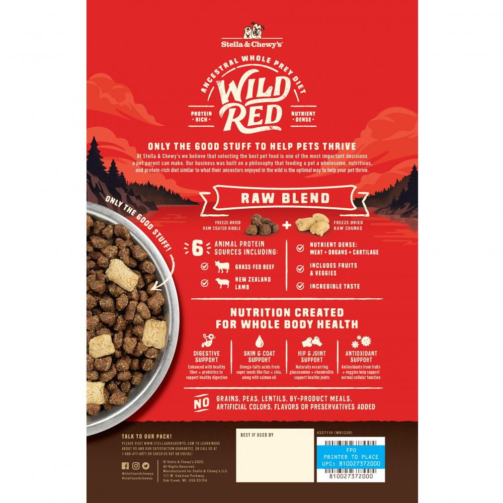 Stella & Chewy's Wild Red Dry Dog Food Raw Blend High Protein Grain & Legume Free Red Meat Recipe