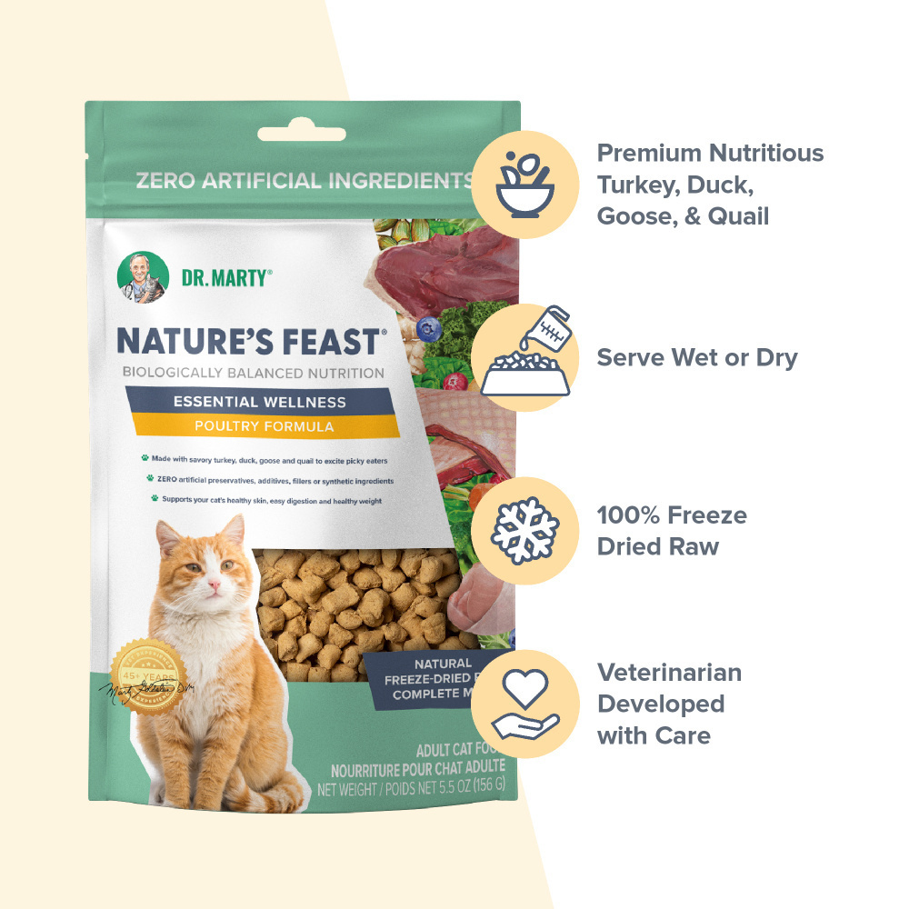 Dr. Marty Nature's Feast Essential Wellness Poultry Freeze Dried Raw Cat Food