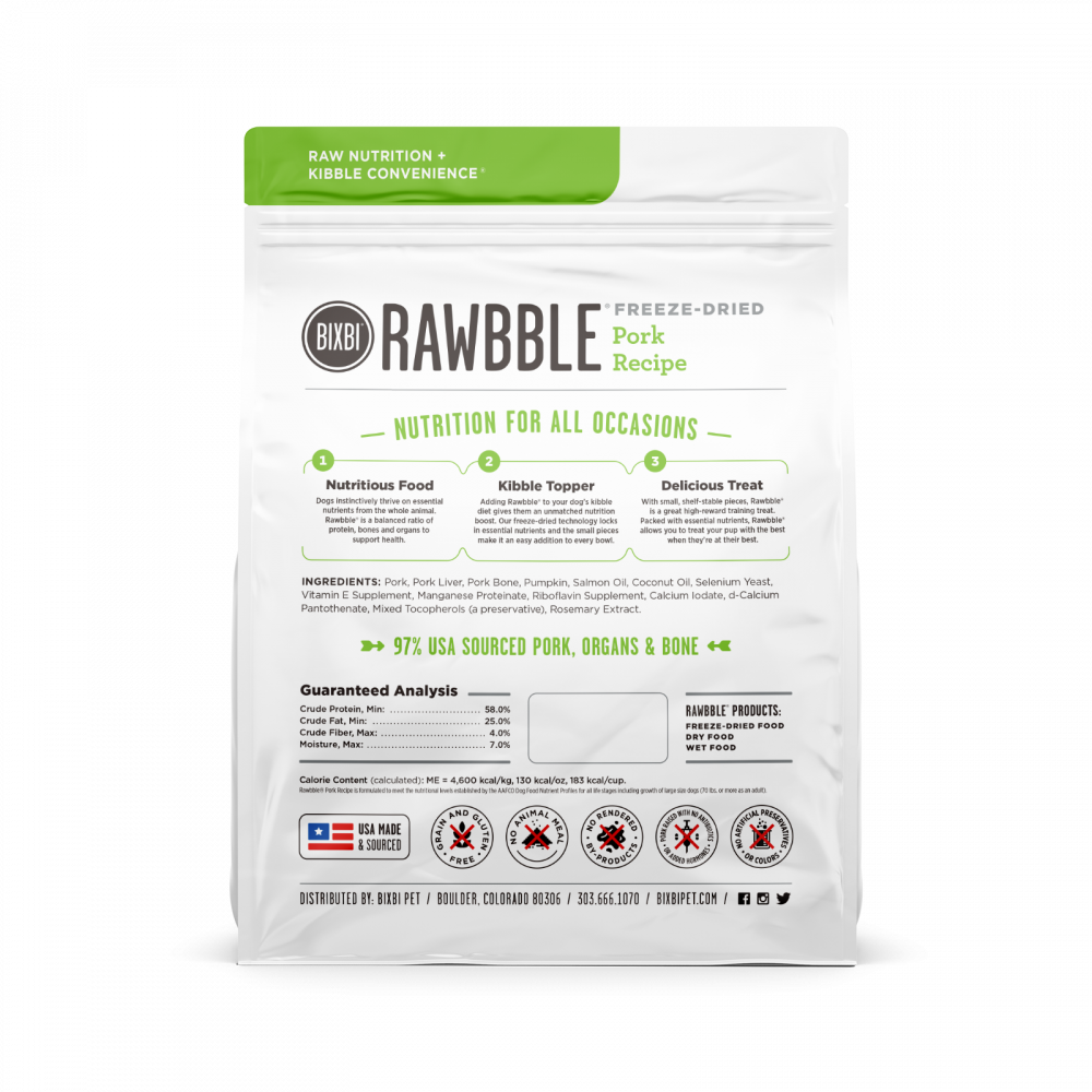 BIXBI Rawbble Freeze Dried Pork