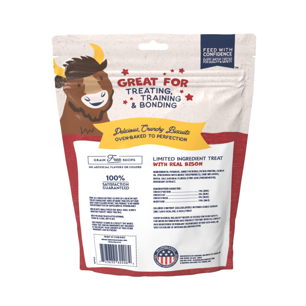 Natural Balance Rewards Crunchy Biscuits With Real Bison Small Breed Dog Treats
