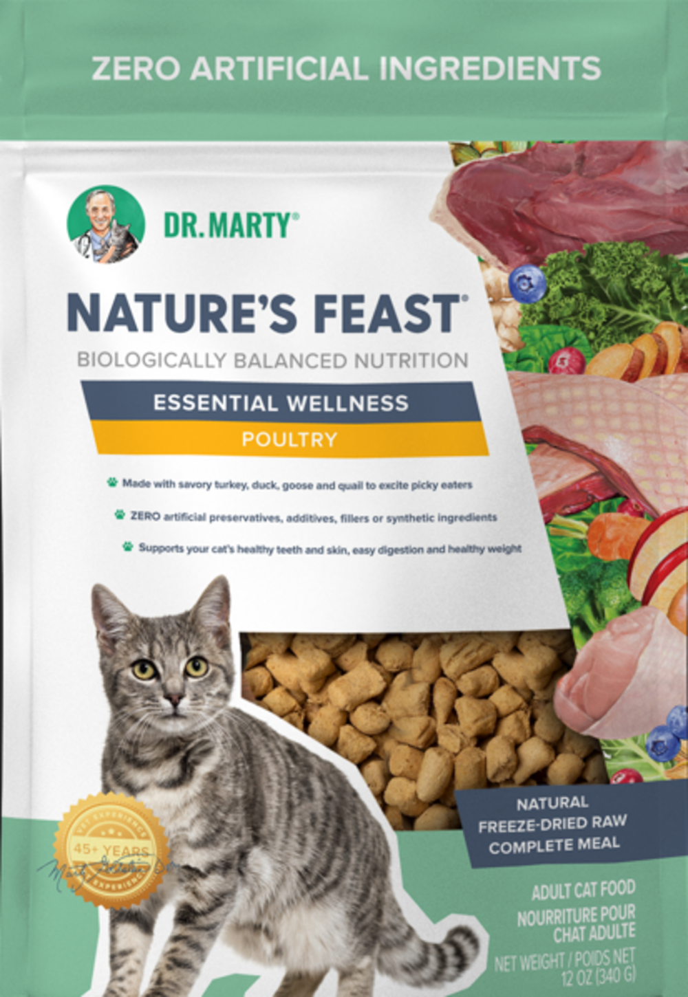 Dr. Marty Nature's Feast Essential Wellness Poultry Freeze Dried Raw Cat Food
