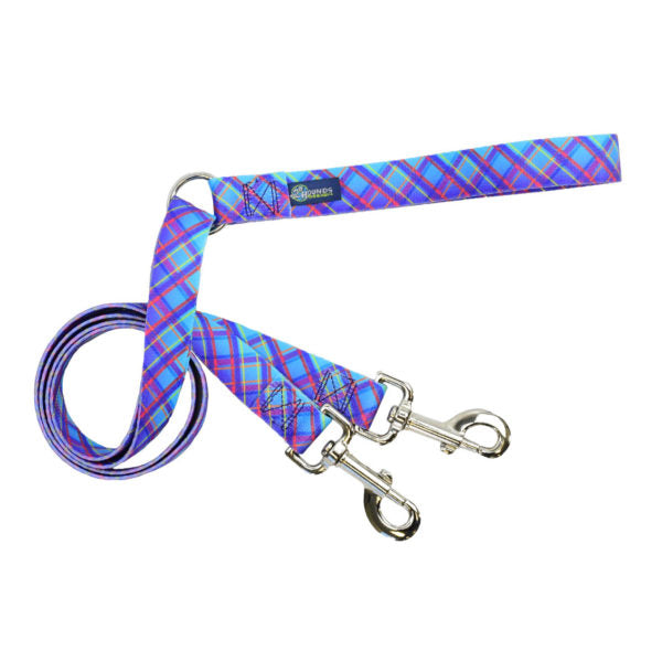 Twilight Glow Blue Plaid Double Connection Dog Leash – EarthStyle