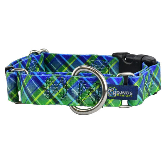 Electric Glow Green Plaid Buckle Martingale Dog Collar – EarthStyle