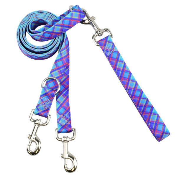 Twilight Glow Blue Plaid Double Connection Dog Leash – EarthStyle