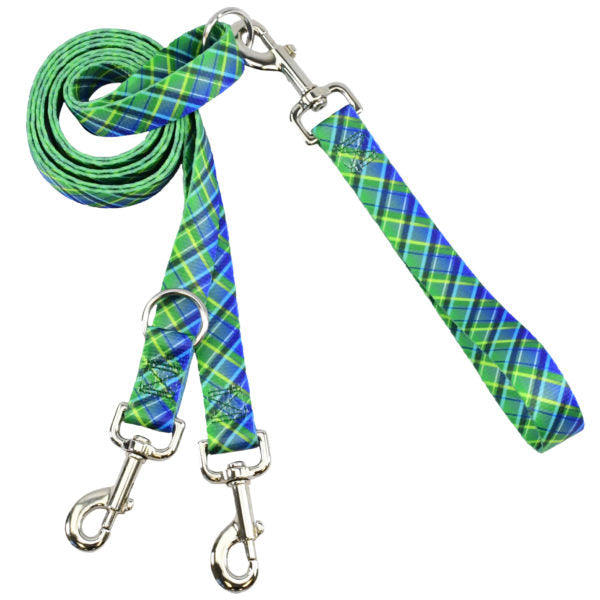 Electric Glow Green Plaid Double Connection Leash – EarthStyle