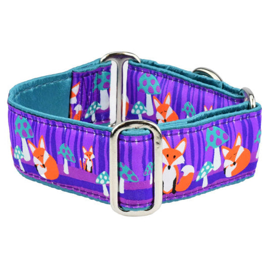 Nocturnal – Fox and Mushroom Martingale Dog Collar