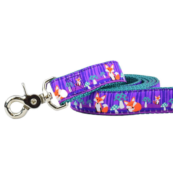 1″ Nocturnal – Fox and Mushroom Ribbon Dog Leash