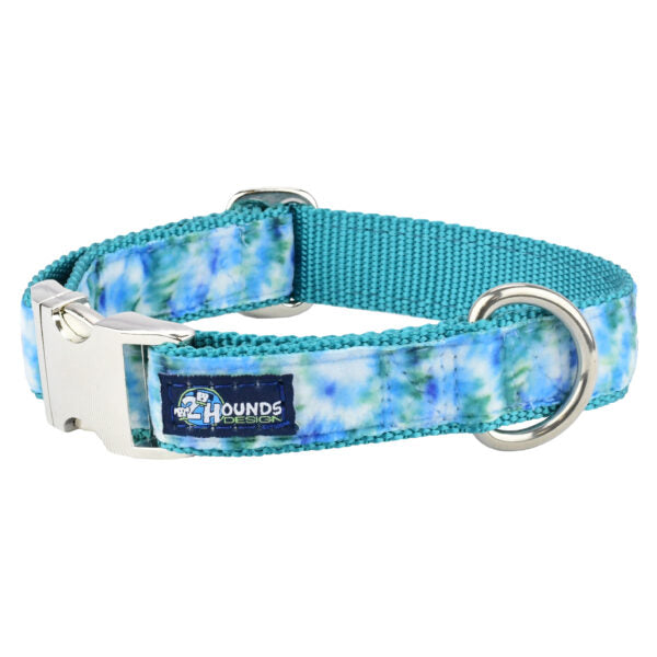 Teal Tie-Dye Velvet Essential Martingale Dog Collar