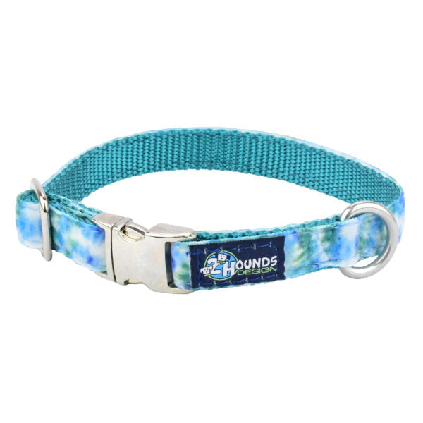 Teal Tie-Dye Velvet Essential Dog Collar