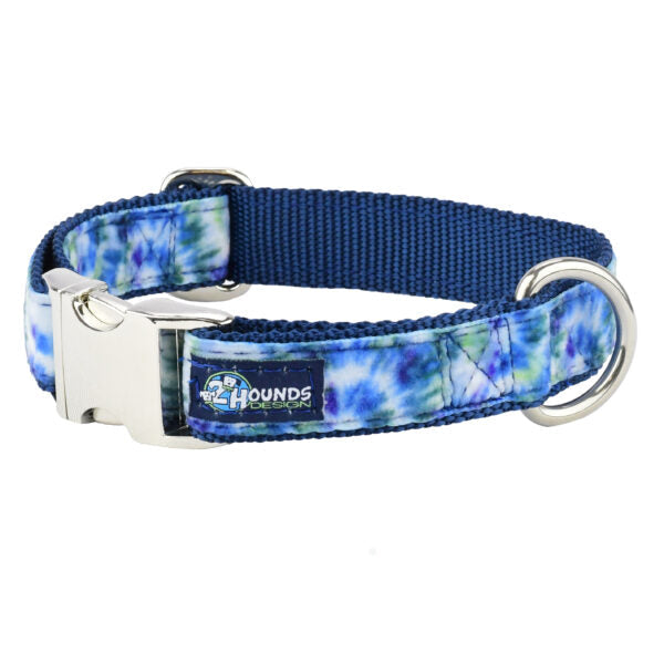 Navy Tie-Dye Velvet Essential Dog Collar