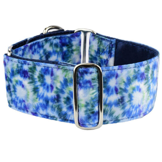 Navy Tie-Dye Elite Velvet Buckle Martingale Dog Collar