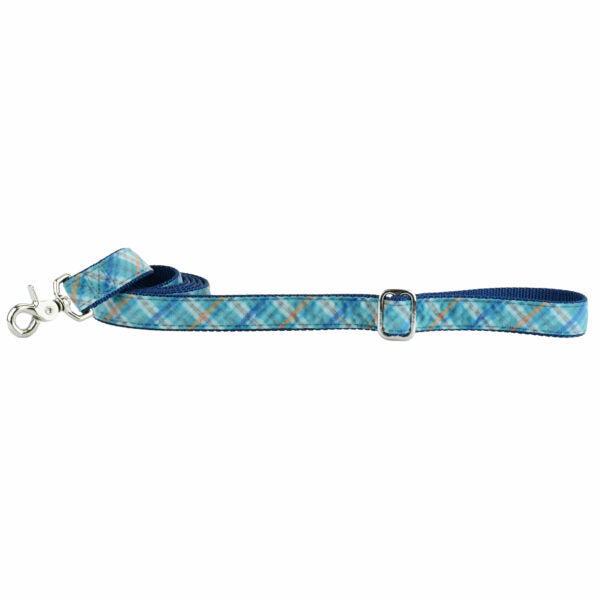 Blue Plaid Velvet Dog Leash