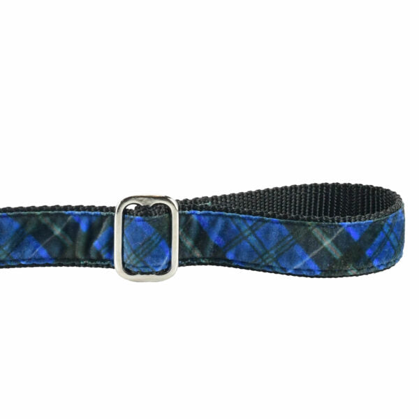 Midnight Winter Plaid Velvet Dog Leash