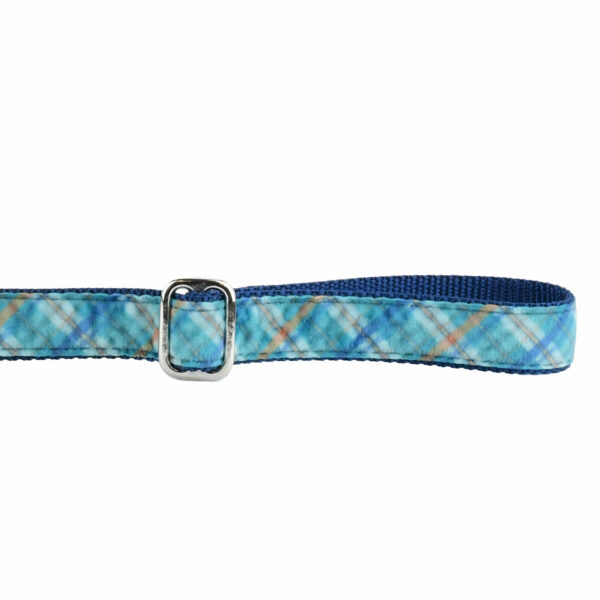 Blue Plaid Velvet Dog Leash