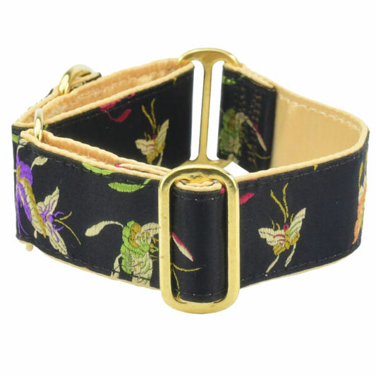 Butterfly Gold – Silk Brocade Buckle Martingale Dog Collar