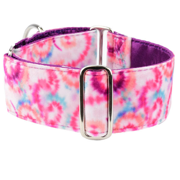 Pink Tie-Dye Elite Velvet Martingale Dog Collar