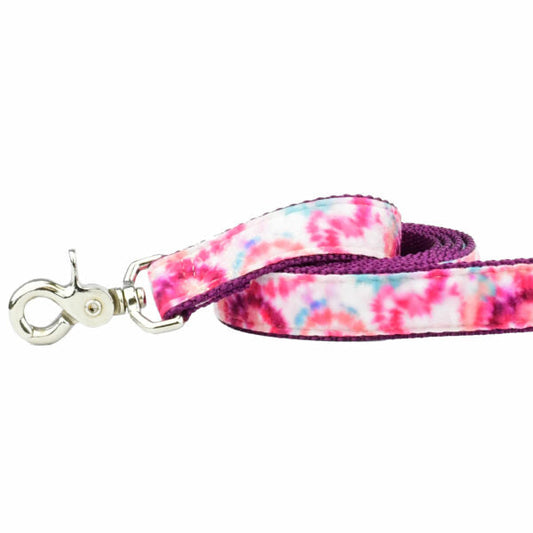 Pink Tie-Dye Velvet Dog Leash