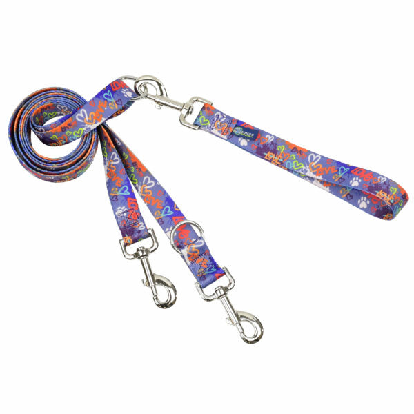 Love Graffiti Blue Double Connection Leash – EarthStyle