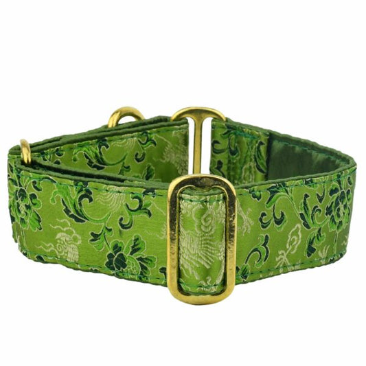 Dragon Moss – Silk Brocade Martingale Dog Collar