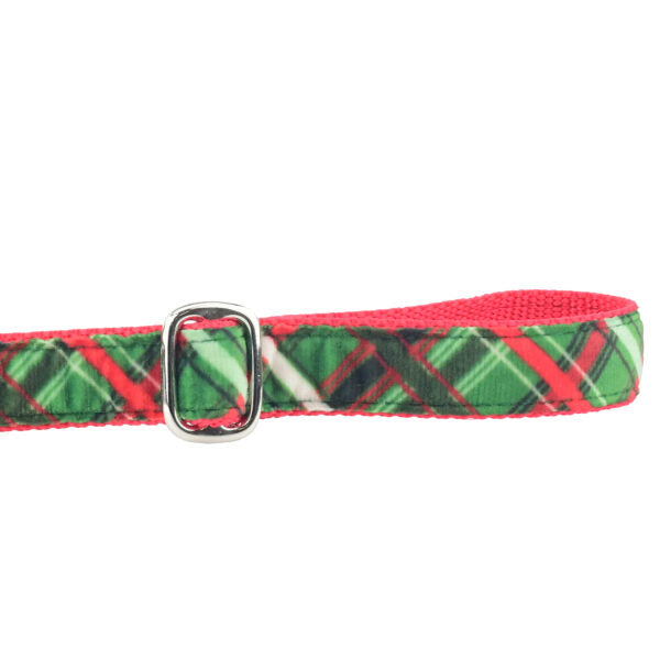 Christmas Plaid Green Velvet Dog Leash (1″ Only)