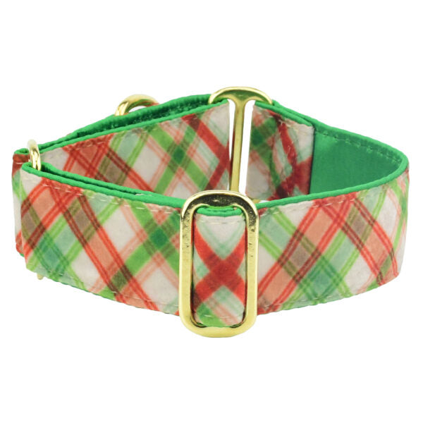 Christmas Plaid Cream Elite Velvet Dog Collar