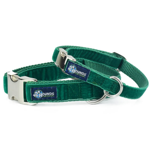 Kelly Green Velvet Essential Dog Collar