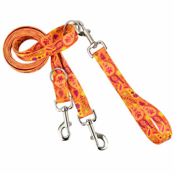 Orange Paisley Double Connection Leash – EarthStyle