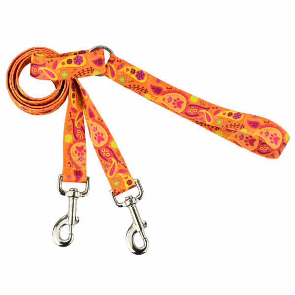 Orange Paisley Double Connection Leash – EarthStyle