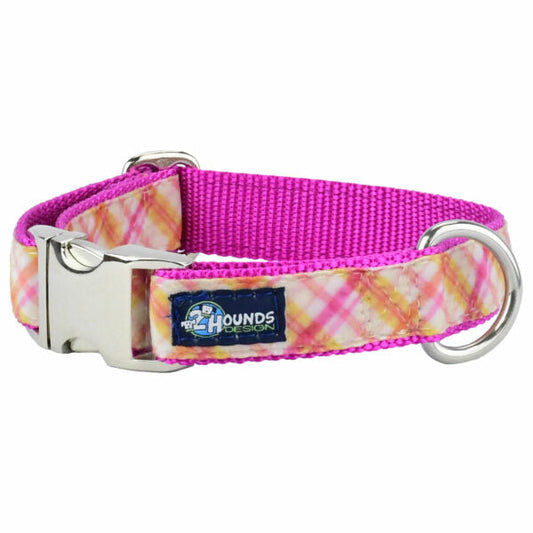 Pink Plaid Velvet Essential Dog Collar