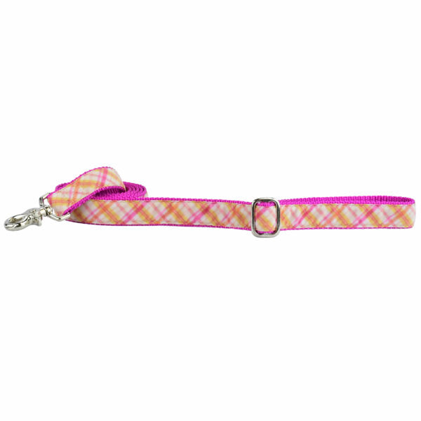 Pink Plaid Velvet Dog Leash