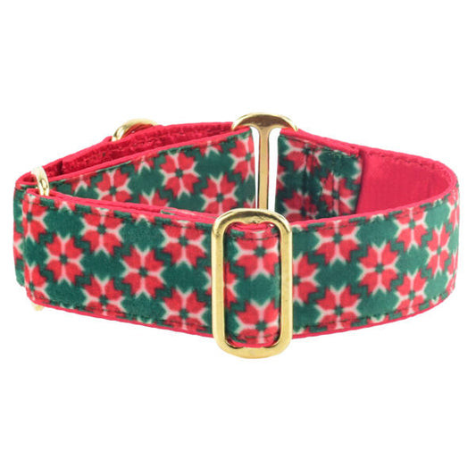 Poinsettia Elite Velvet Martingale Dog Collar