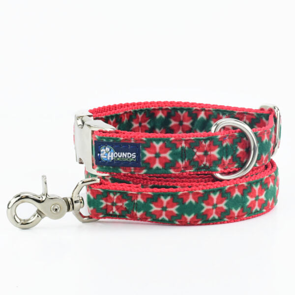 Poinsettia Holiday Velvet Essential Martingale Dog Collar (1″ Only)