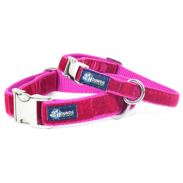 Raspberry Velvet Essential Martingale Dog Collar