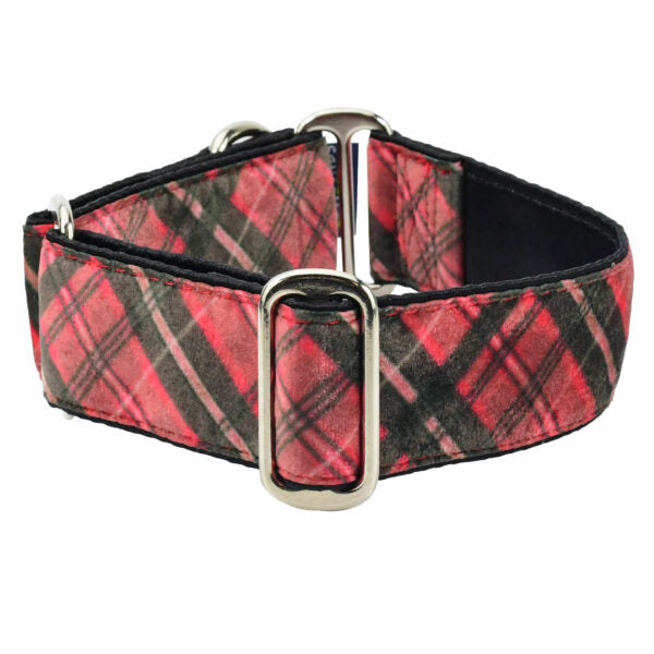 Classic Winter Plaid Elite Velvet Martingale Dog Collar