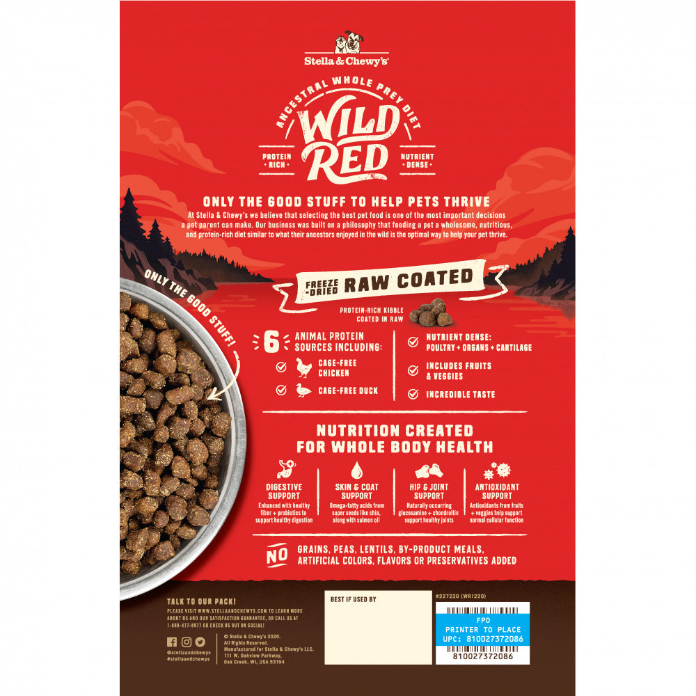 Stella & Chewy's Wild Red Dry Dog Food Raw Coated High Protein Grain & Legume Free Prairie Recipe