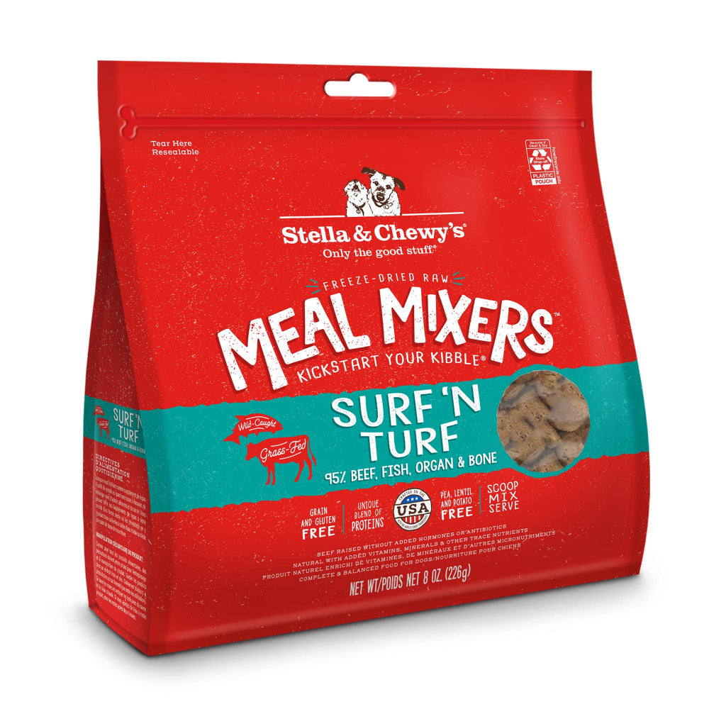 Stella & Chewys Freeze Dried Grain Free Raw Surf & Turf Meal Protein Rich Mixer Dog Food Topper for Small & Large Breeds