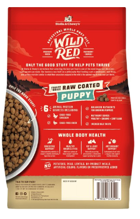 Stella & Chewy's Wild Red Dry Dog Food Raw Coated High Protein Wholesome Grains Puppy Prairie Recipe