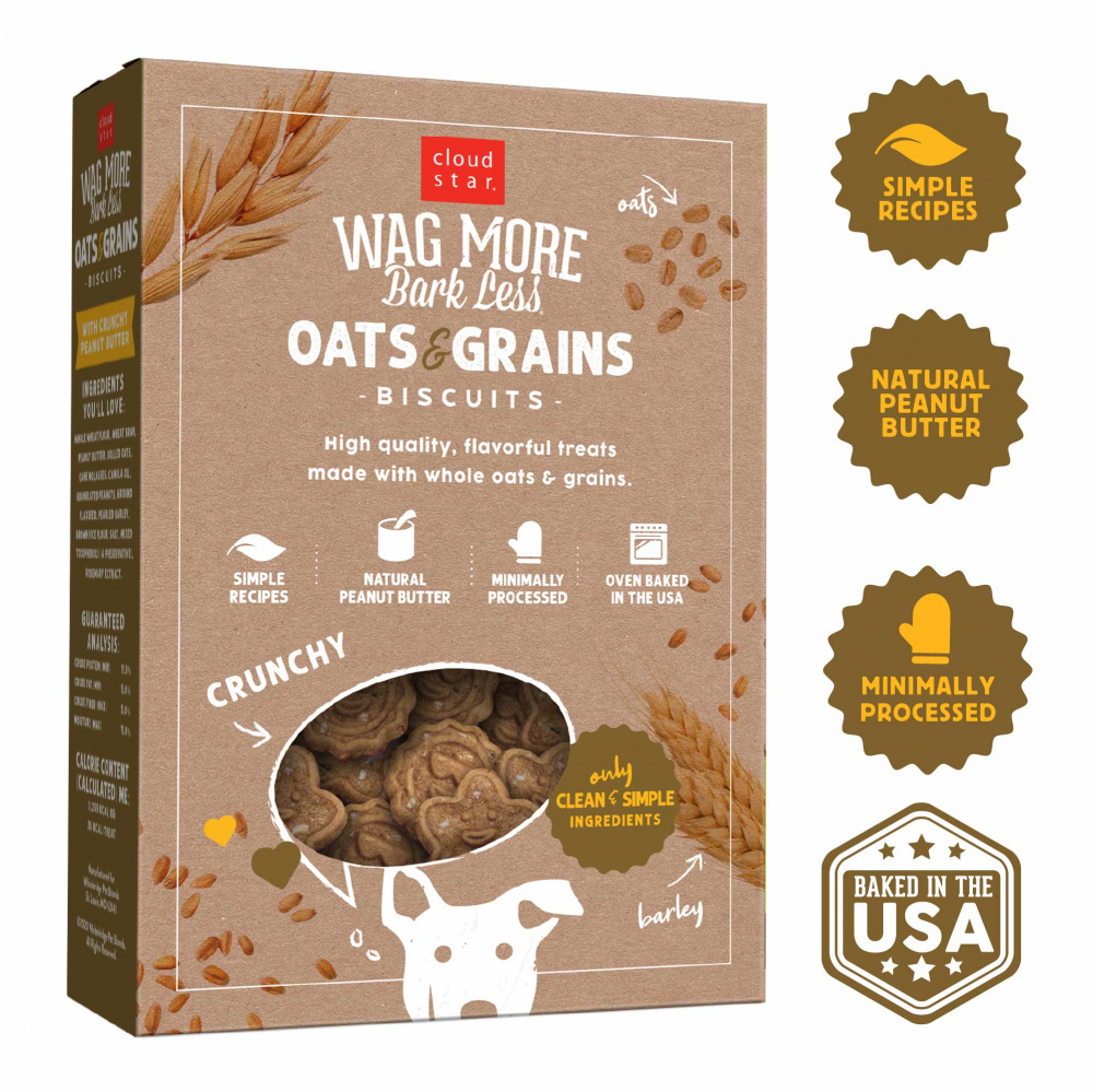 Cloud Star Wag More Bark Less Oats & Grains Crunchy Peanut Butter Dog Treats