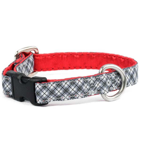 5/8″ Argyle Black and White Buckle Martingale Dog Collar