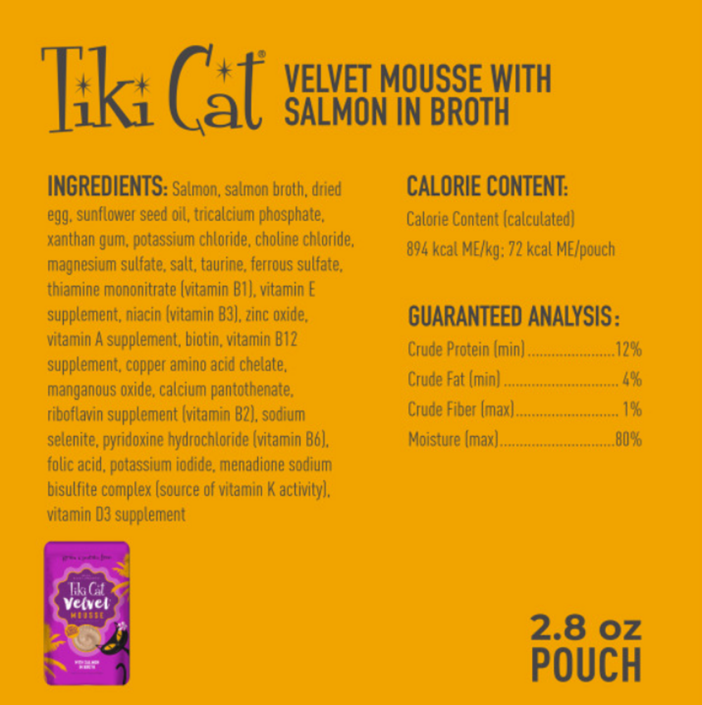 Tiki Cat Velvet Mousse Salmon Wet Cat Food Pouches