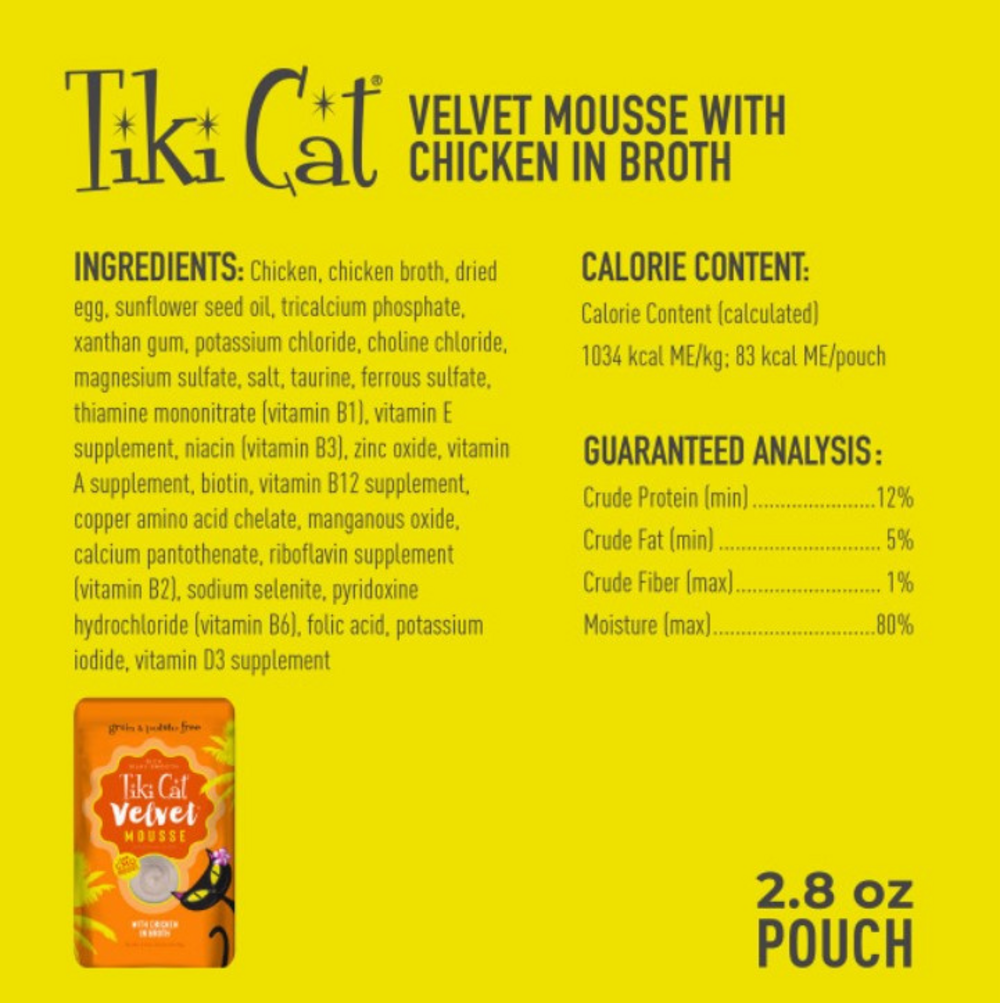 Tiki Cat Velvet Mousse Chicken Wet Cat Food Pouches