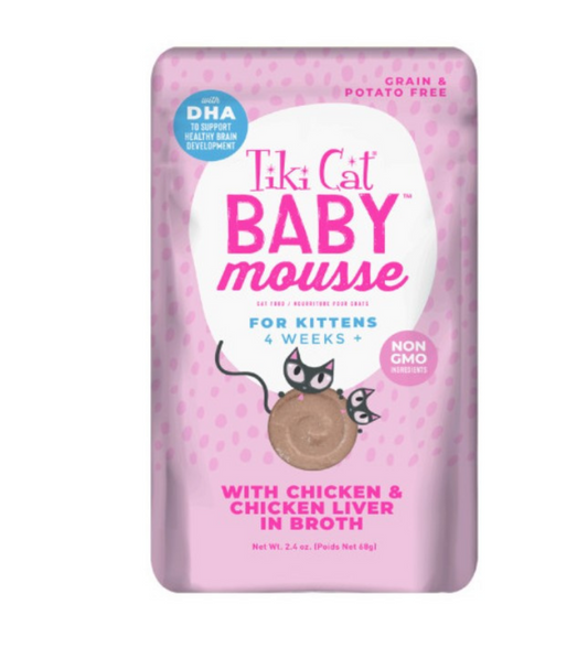 Tiki Cat Baby Mousse Chicken & Chicken Liver Wet Cat Food for Kittens Food Pouch