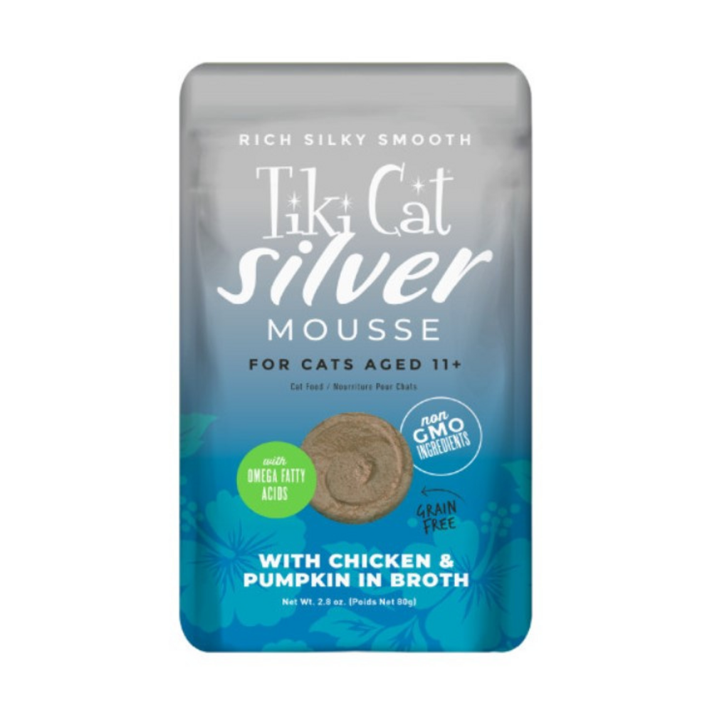 Tiki Cat Silver Mousse Chicken & Pumpkin Wet Cat Food for Seniors Food Pouch