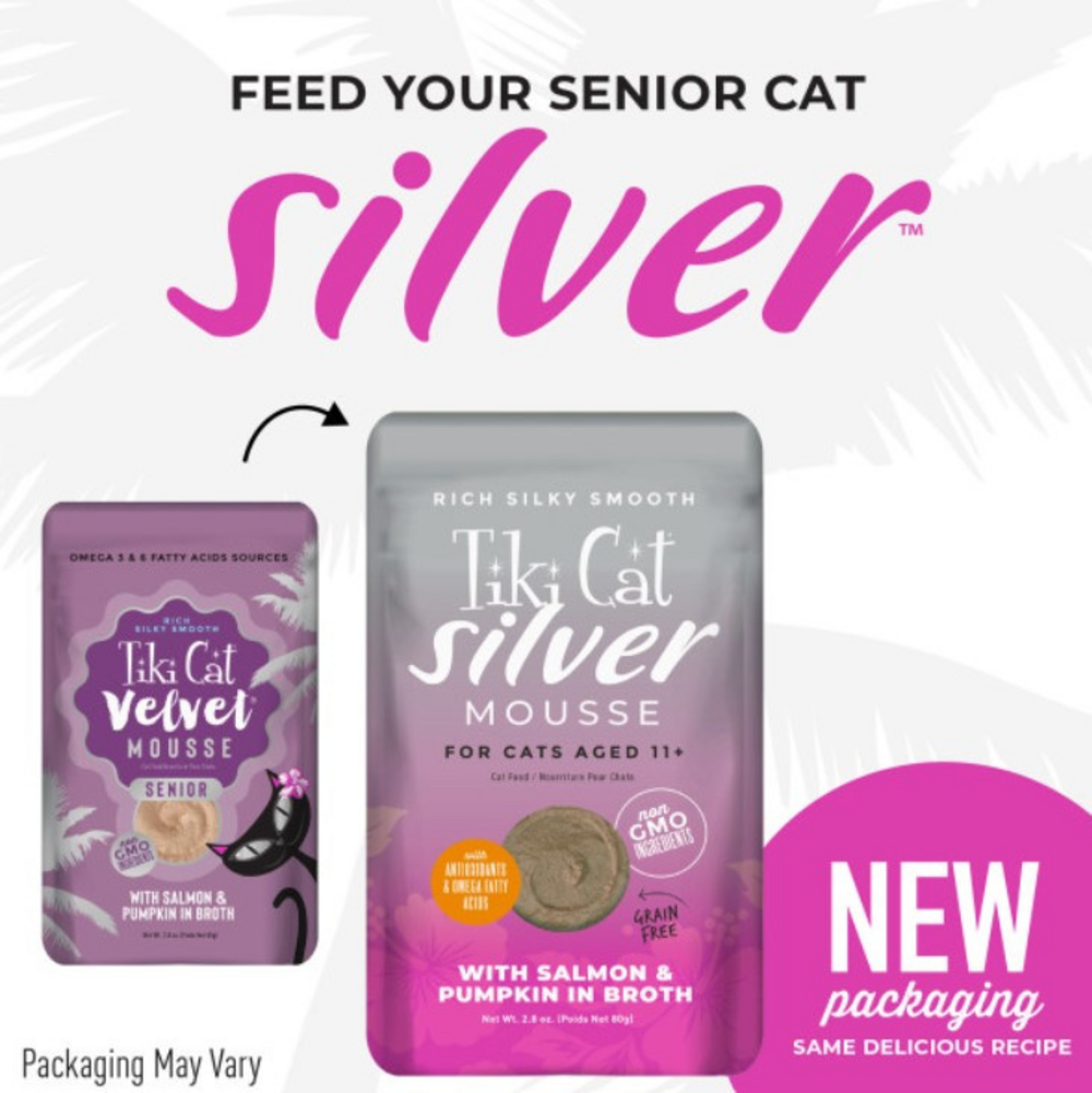 Tiki Cat Silver Mousse Salmon & Pumpkin Wet Cat Food for Senior Cats Food Pouch