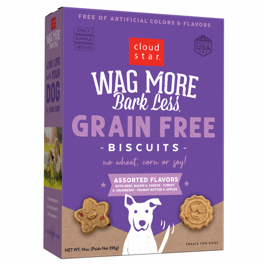 Cloud Star Wag More Bark Less Crunchy Grain Free Assorted Flavors Dog Treats