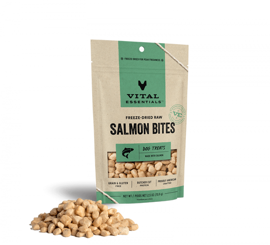 Vital Essentials Freeze Dried Raw Salmon Bites Dog Treats