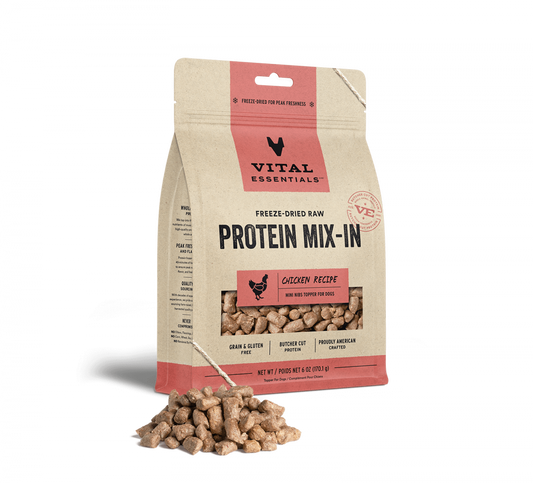 Vital Essentials Freeze Dried Raw Protein Mix In Chicken Recipe Mini Nibs Topper for Dogs