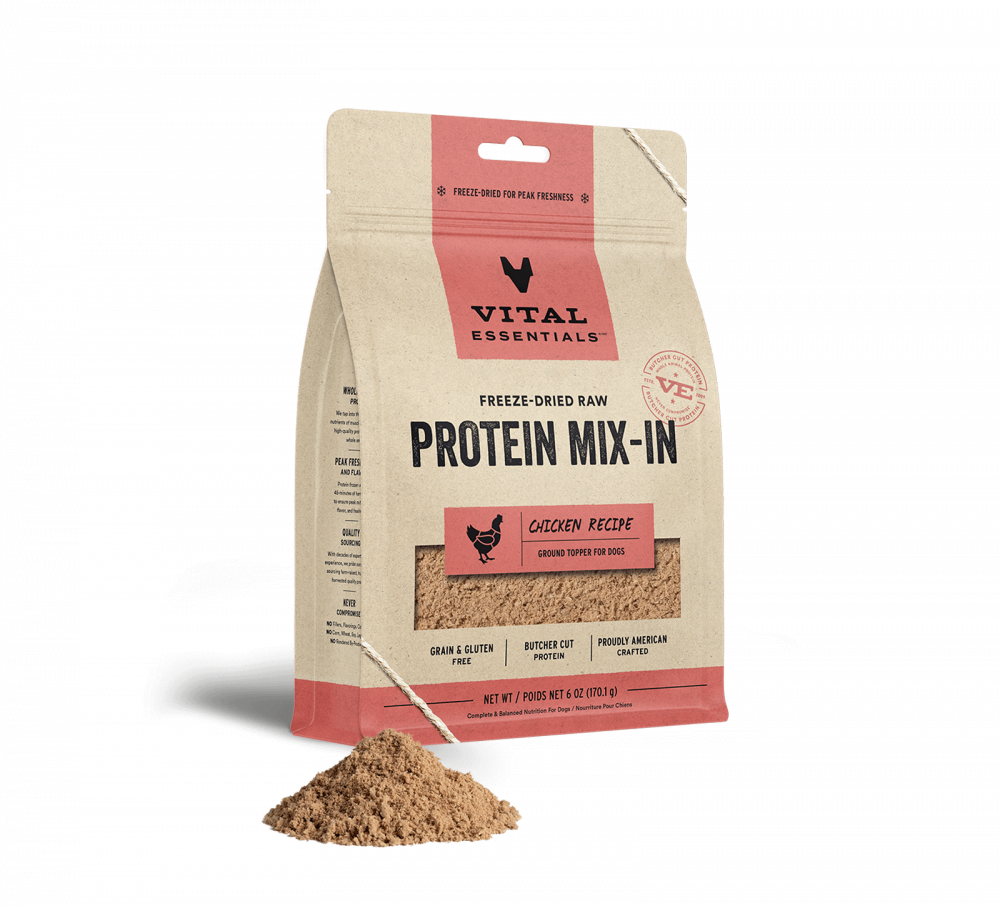 Vital Essentials Freeze Dried Raw Protein Mix In Chicken Recipe Ground Topper for Dogs