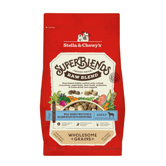 Stella & Chewy's SuperBlends Raw Blend Wholesome Grains Wild Caught Whitefish & Salmon Recipe with Superfoods